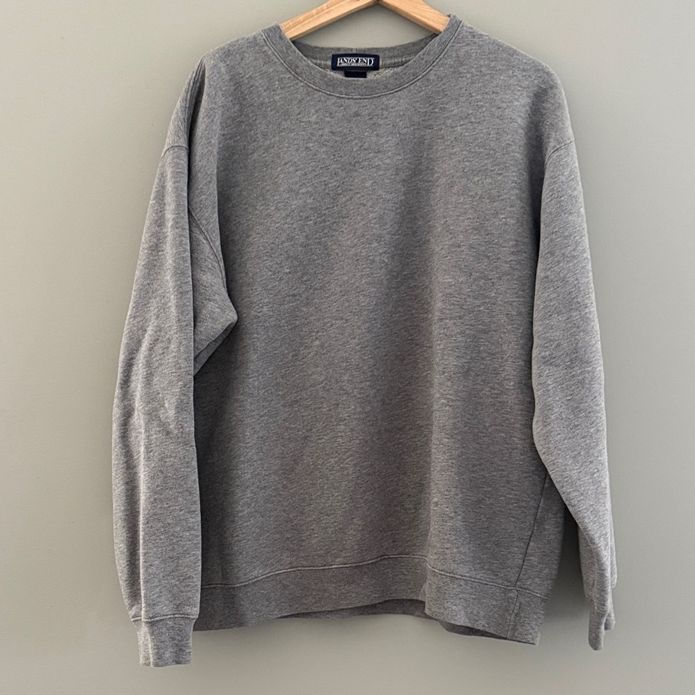 Land’s End Heather Grey Fleece Sweatshirt - Large